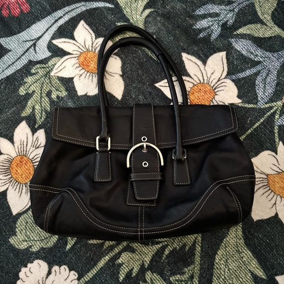 Vintage Coach Hampton Soho Satchel Flap Black Purse Y2K - Picture 1 of 7